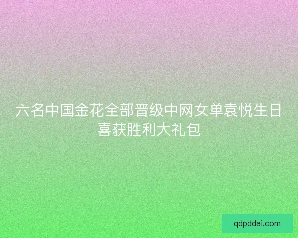 六名中国金花全部晋级中网女单袁悦生日喜获胜利大礼包