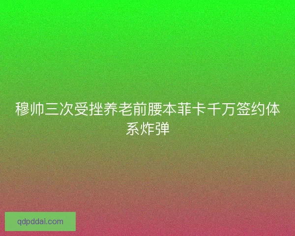 穆帅三次受挫养老前腰本菲卡千万签约体系炸弹